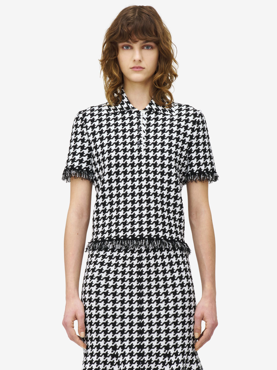 ALEXANDER MCQUEEN - Houndstooth Polo Top - Item 829312Q1BDB108